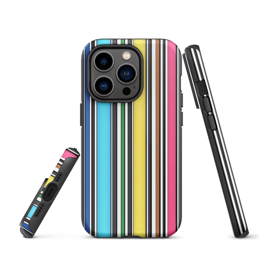 Rainbow Striped Colorful Hardshell iPhone Case Double Layer Impact Resistant Tough 3D Wrap Matte or Glossy Finish CREATIVETECH