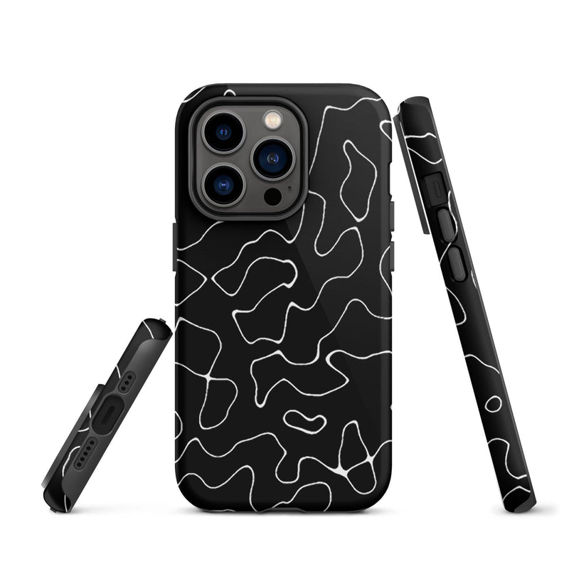 Load image into Gallery viewer, Organic Black White Colorful Hardshell iPhone Case Double Layer Impact Resistant Tough 3D Wrap Matte or Glossy Finish CREATIVETECH
