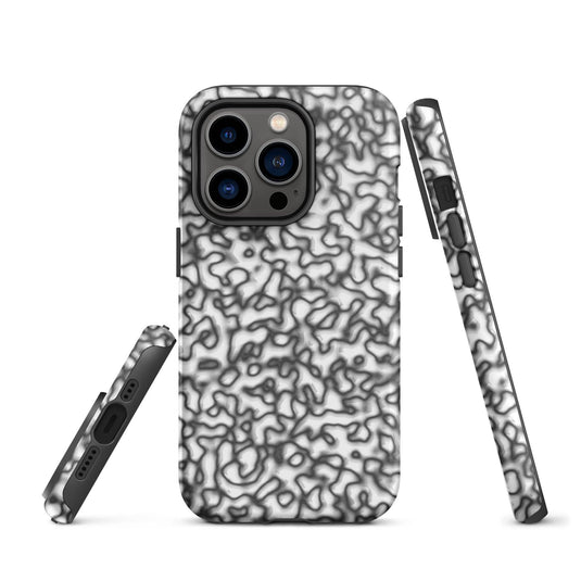 Black White Organic Pattern Colorful Hardshell iPhone Case Double Layer Impact Resistant Tough 3D Wrap Matte or Glossy Finish CREATIVETECH