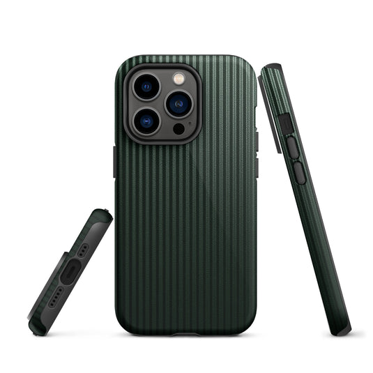 Dark Green Carbon Fiber Striped iPhone Case Hardshell 3D Wrap Thermal Plain Color CREATIVETECH