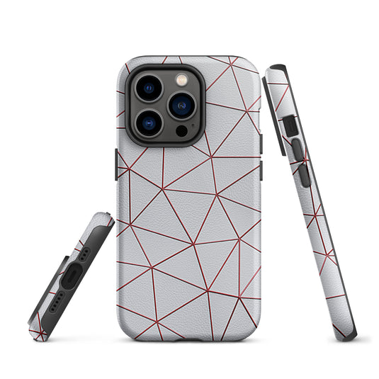 Polygon White Red Leather iPhone Case Hardshell 3D Wrap Thermal CREATIVETECH