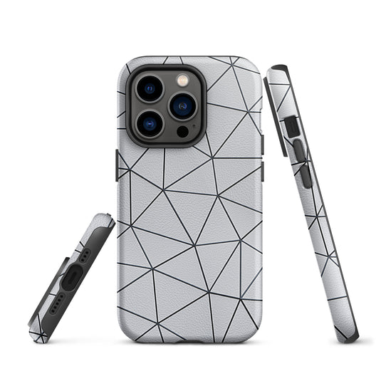 Polygon Black White Leather iPhone Case Hardshell 3D Wrap Thermal CREATIVETECH