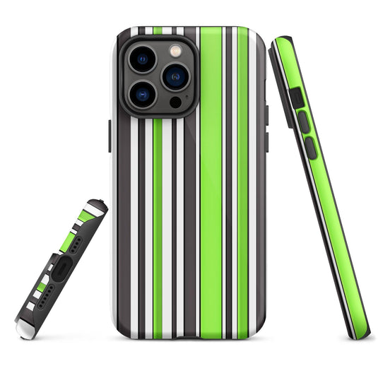 Green White Colorful iPhone Case Double Layer Impact Resistant Tough 3D Wrap Matte or Glossy Finish CREATIVETECH