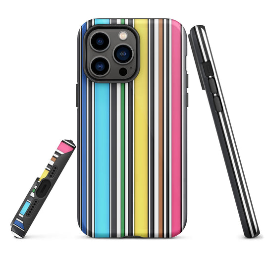 Rainbow Striped Colorful Hardshell iPhone Case Double Layer Impact Resistant Tough 3D Wrap Matte or Glossy Finish CREATIVETECH