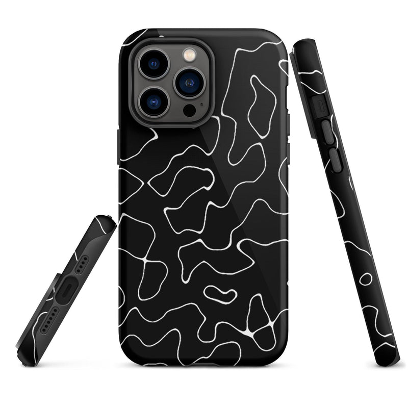 Load image into Gallery viewer, Organic Black White Colorful Hardshell iPhone Case Double Layer Impact Resistant Tough 3D Wrap Matte or Glossy Finish CREATIVETECH