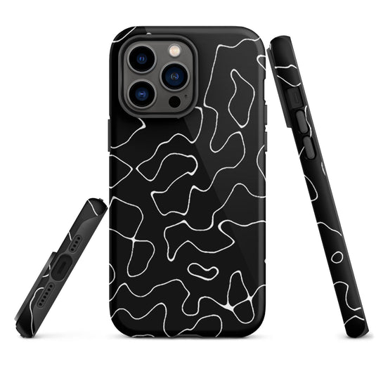 Organic Black White Colorful Hardshell iPhone Case Double Layer Impact Resistant Tough 3D Wrap Matte or Glossy Finish CREATIVETECH