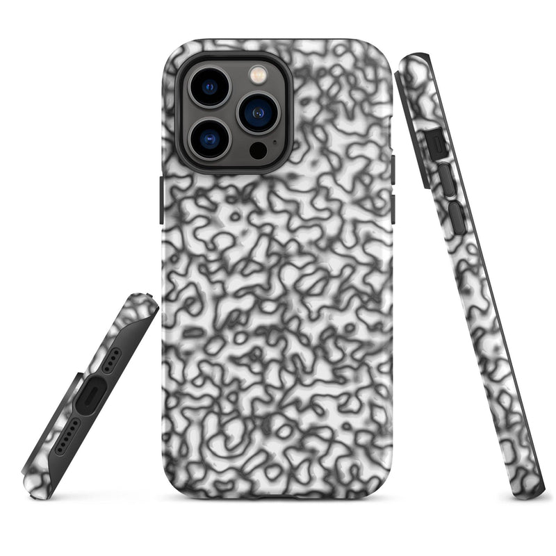 Load image into Gallery viewer, Black White Organic Pattern Colorful Hardshell iPhone Case Double Layer Impact Resistant Tough 3D Wrap Matte or Glossy Finish CREATIVETECH