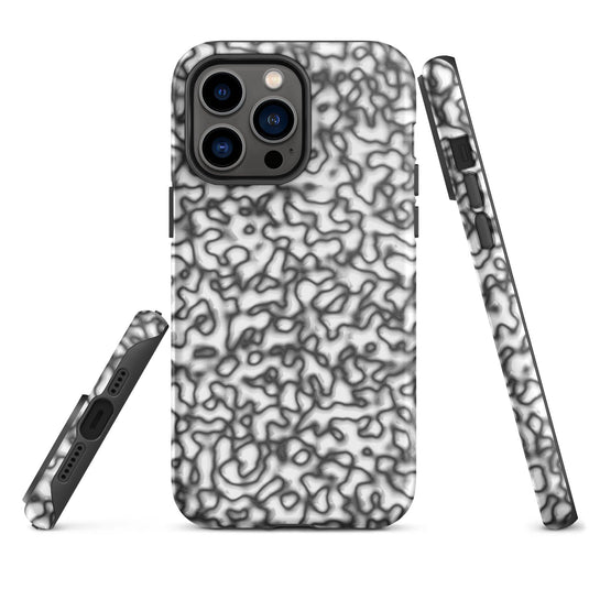 Black White Organic Pattern Colorful Hardshell iPhone Case Double Layer Impact Resistant Tough 3D Wrap Matte or Glossy Finish CREATIVETECH