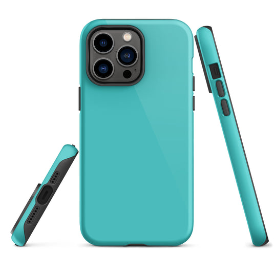 Turquoise Blue iPhone Case Hardshell 3D Wrap Thermal Plain Color CREATIVETECH