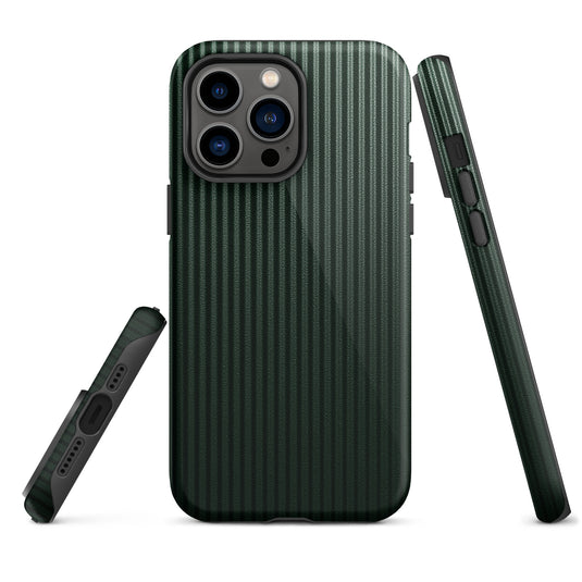 Dark Green Carbon Fiber Striped iPhone Case Hardshell 3D Wrap Thermal Plain Color CREATIVETECH