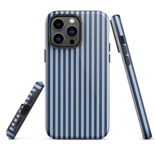 Blue White Textile Striped iPhone Case Hardshell 3D Wrap Thermal Plain Color CREATIVETECH