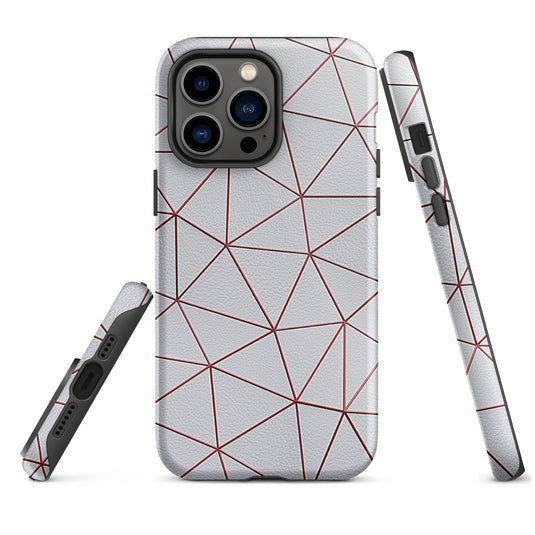 Polygon White Red Leather iPhone Case Hardshell 3D Wrap Thermal CREATIVETECH