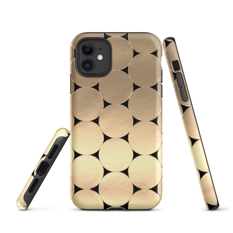 Load image into Gallery viewer, Golden Metal Oval iPhone Case Double Layer Impact Resistant Tough 3D Wrap Matte or Glossy Finish CREATIVETECH
