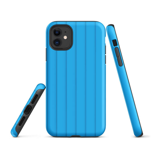 Blue Squishy Ribbed Colorful iPhone Case Double Layer Impact Resistant Tough 3D Wrap Matte or Glossy Finish CREATIVETECH