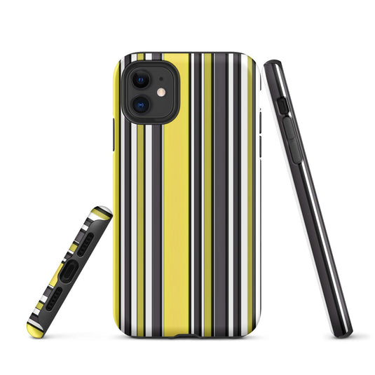 Yellow Black White Ribbed Colorful iPhone Case Double Layer Impact Resistant Tough 3D Wrap Matte or Glossy Finish CREATIVETECH