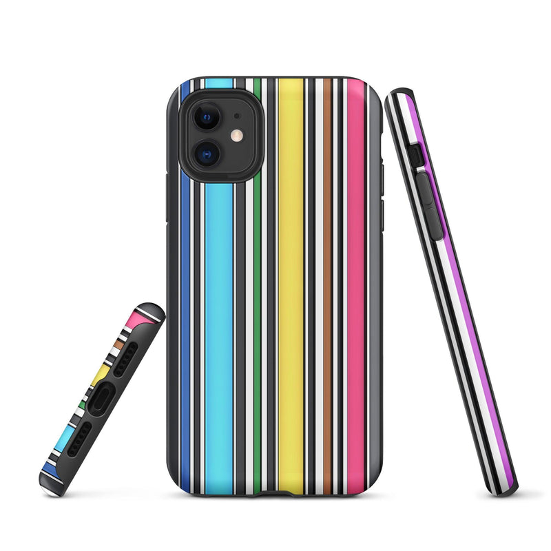 Load image into Gallery viewer, Rainbow Striped Colorful Hardshell iPhone Case Double Layer Impact Resistant Tough 3D Wrap Matte or Glossy Finish CREATIVETECH