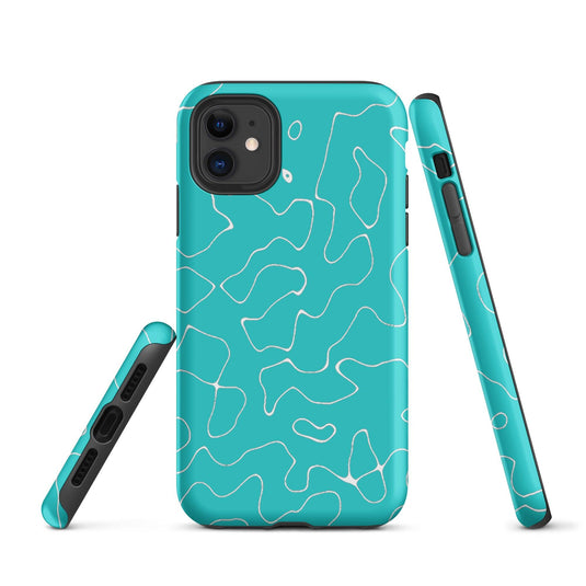 Abstract Organic Marine Blue Green Colorful Hardshell iPhone Case Double Layer Impact Resistant Tough 3D Wrap Matte or Glossy Finish CREATIVETECH