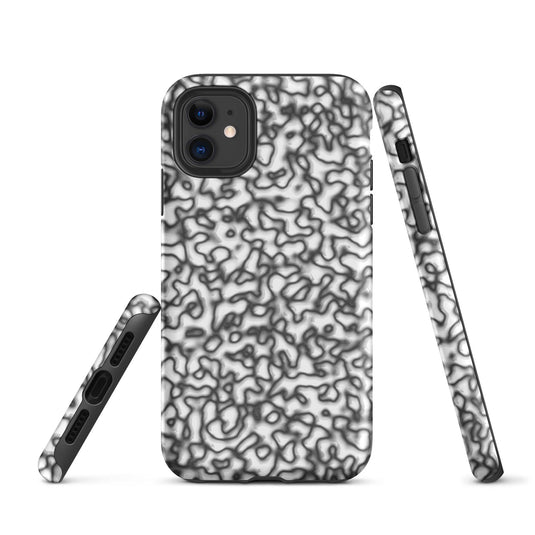 Black White Organic Pattern Colorful Hardshell iPhone Case Double Layer Impact Resistant Tough 3D Wrap Matte or Glossy Finish CREATIVETECH