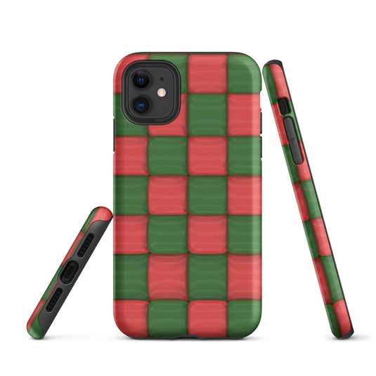 Red Green Chess Board Colorful Hardshell iPhone Case Double Layer Impact Resistant Tough 3D Wrap CREATIVETECH