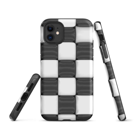 Classic Black White Chess Board Colorful Hardshell iPhone Case Double Layer Impact Resistant Tough 3D Wrap CREATIVETECH