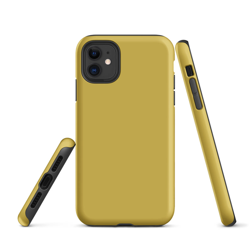 Load image into Gallery viewer, Old Gold Yellow iPhone Case Hardshell 3D Wrap Thermal Plain Color CREATIVETECH