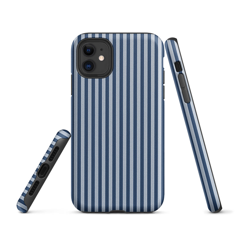 Load image into Gallery viewer, Blue White Textile Striped iPhone Case Hardshell 3D Wrap Thermal Plain Color CREATIVETECH