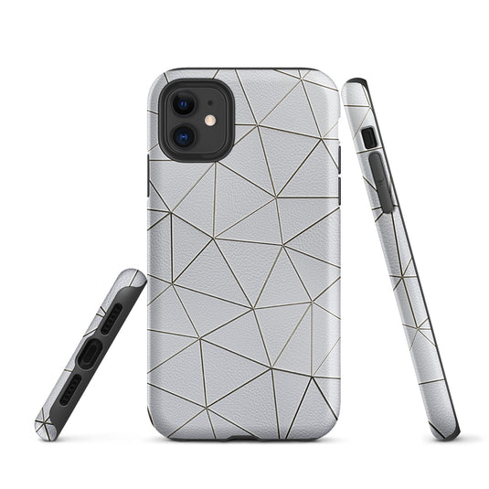Golden Polygon White Leather iPhone Case Hardshell 3D Wrap Thermal CREATIVETECH