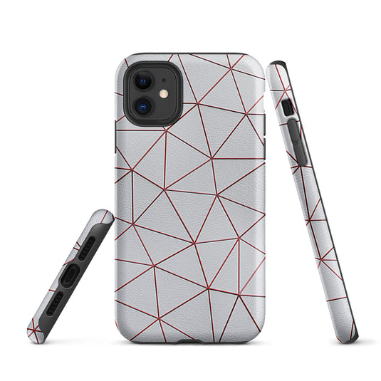 Polygon White Red Leather iPhone Case Hardshell 3D Wrap Thermal CREATIVETECH