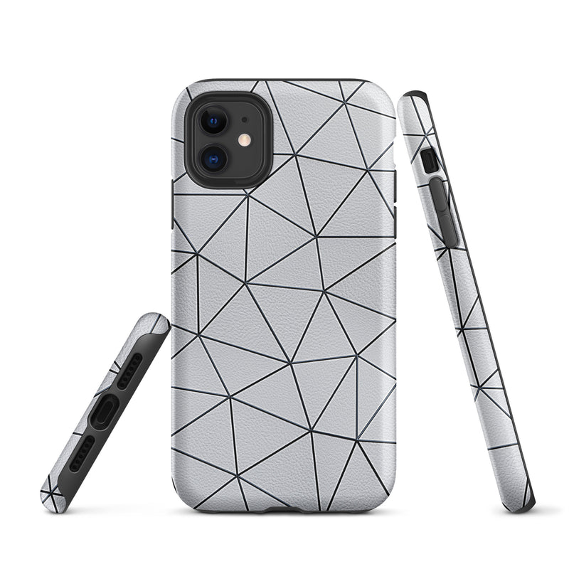 Load image into Gallery viewer, Polygon Black White Leather iPhone Case Hardshell 3D Wrap Thermal CREATIVETECH