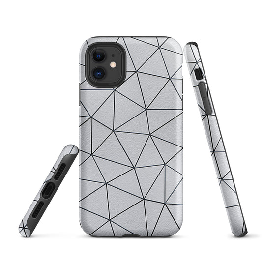 Polygon Black White Leather iPhone Case Hardshell 3D Wrap Thermal CREATIVETECH