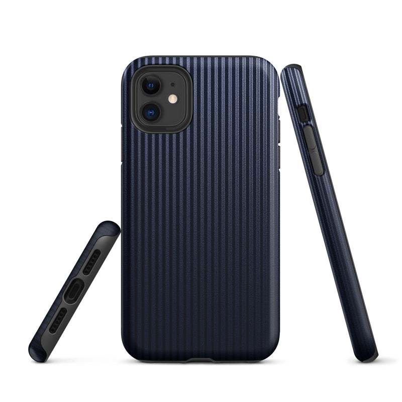 Load image into Gallery viewer, Dark Blue Striped iPhone Case Hardshell 3D Wrap Thermal CREATIVETECH