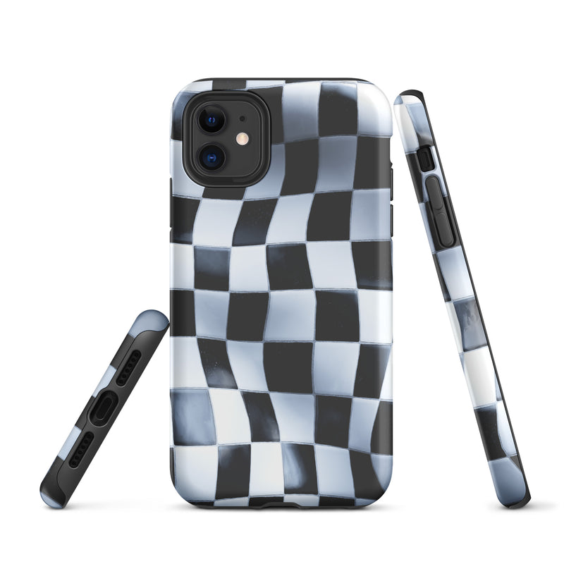 Load image into Gallery viewer, Wavy Chess Wall iPhone Case Hardshell 3D Wrap Thermal CREATIVETECH
