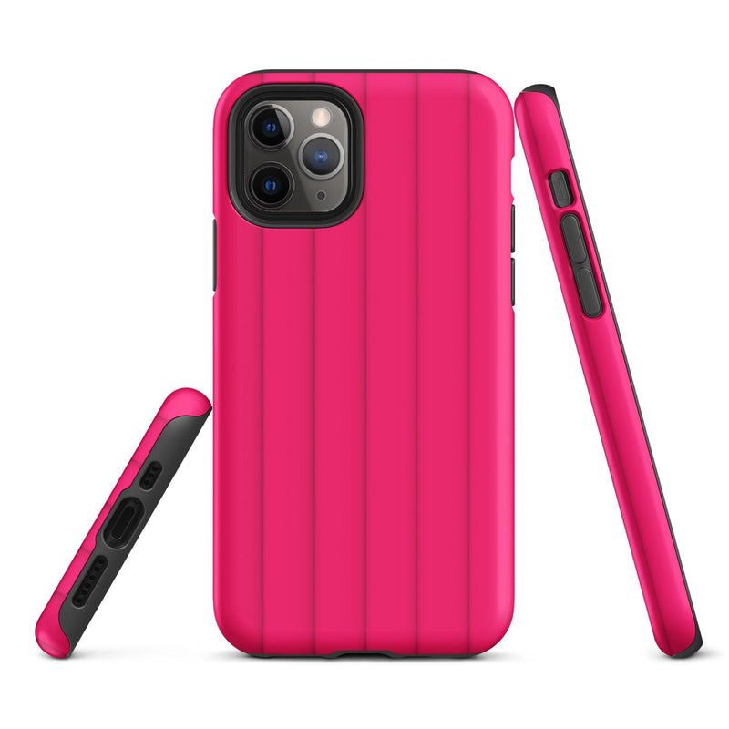 Load image into Gallery viewer, Berry Red Pink Ribbed Colorful iPhone Case Double Layer Impact Resistant Tough 3D Wrap Matte or Glossy Finish CREATIVETECH