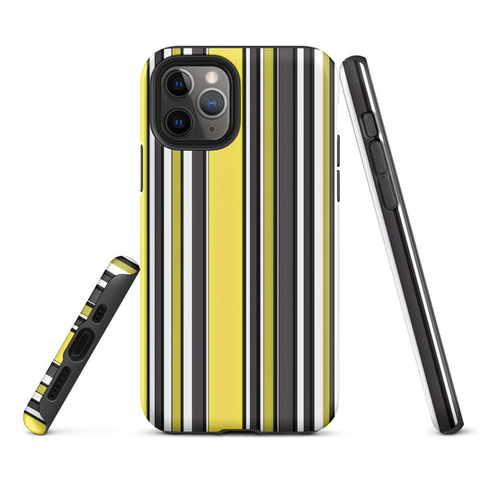 Yellow Black White Ribbed Colorful iPhone Case Double Layer Impact Resistant Tough 3D Wrap Matte or Glossy Finish CREATIVETECH
