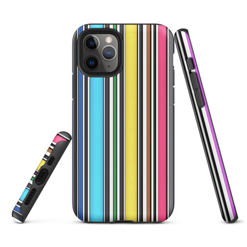 Load image into Gallery viewer, Rainbow Striped Colorful Hardshell iPhone Case Double Layer Impact Resistant Tough 3D Wrap Matte or Glossy Finish CREATIVETECH