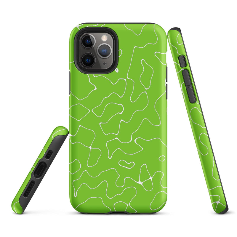 Load image into Gallery viewer, Organic Neon Green Colorful Hardshell iPhone Case Double Layer Impact Resistant Tough 3D Wrap Matte or Glossy Finish CREATIVETECH