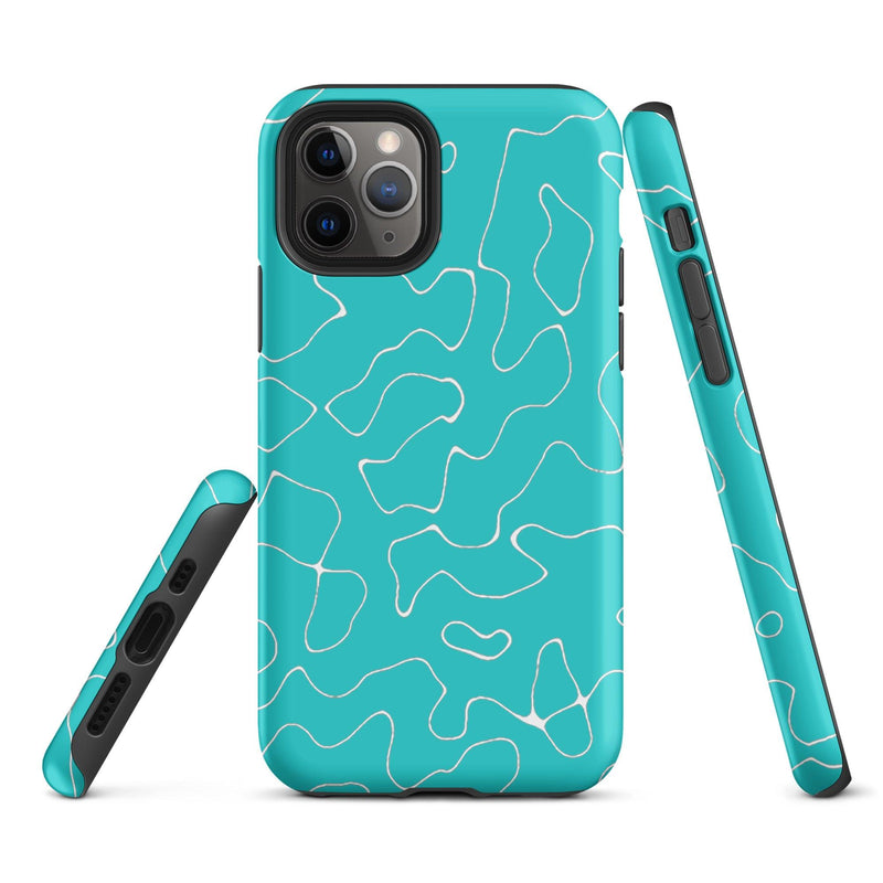 Load image into Gallery viewer, Abstract Organic Marine Blue Green Colorful Hardshell iPhone Case Double Layer Impact Resistant Tough 3D Wrap Matte or Glossy Finish CREATIVETECH