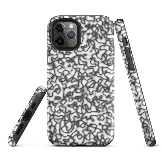 Black White Organic Pattern Colorful Hardshell iPhone Case Double Layer Impact Resistant Tough 3D Wrap Matte or Glossy Finish CREATIVETECH