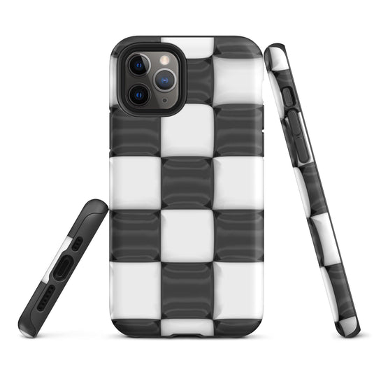 Classic Black White Chess Board Colorful Hardshell iPhone Case Double Layer Impact Resistant Tough 3D Wrap CREATIVETECH