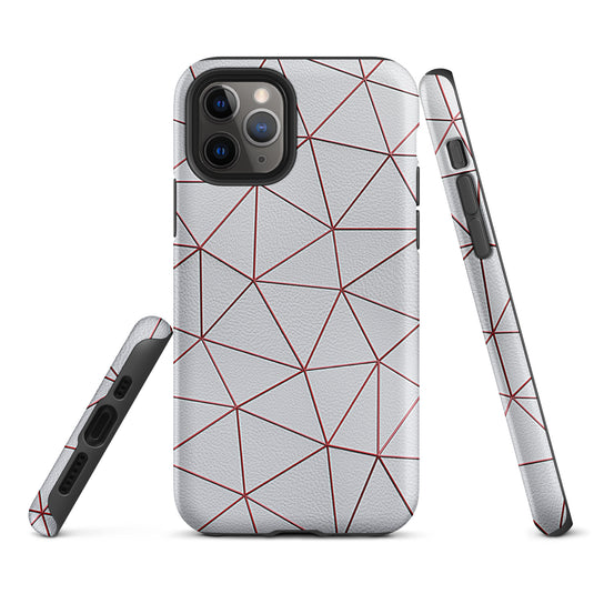 Polygon White Red Leather iPhone Case Hardshell 3D Wrap Thermal CREATIVETECH