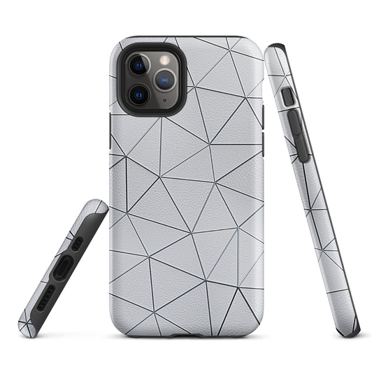 Silver Polygon White Leather iPhone Case Hardshell 3D Wrap Thermal CREATIVETECH