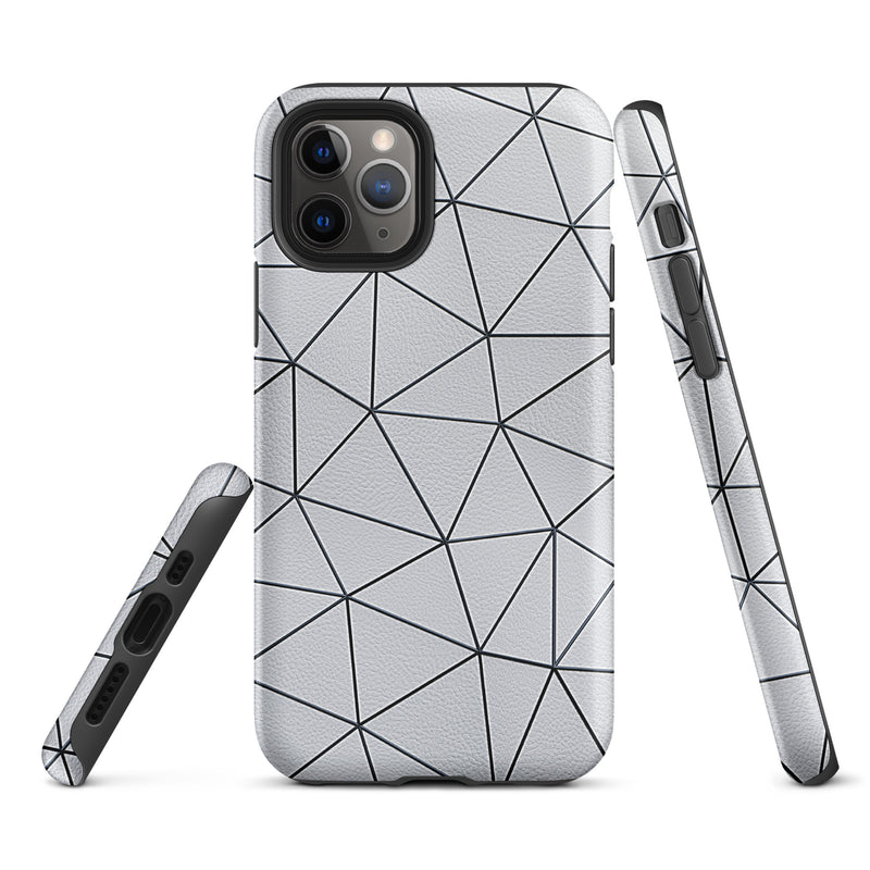 Load image into Gallery viewer, Polygon Black White Leather iPhone Case Hardshell 3D Wrap Thermal CREATIVETECH