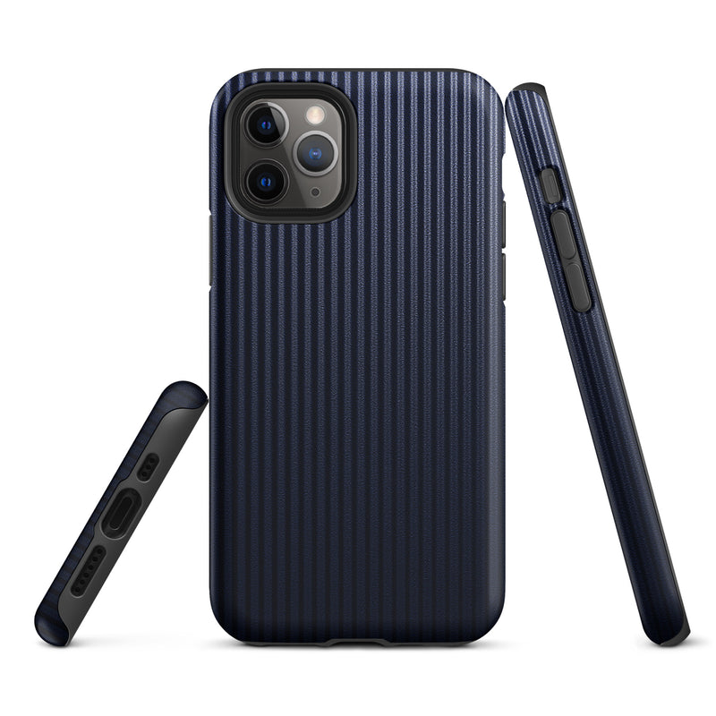 Load image into Gallery viewer, Dark Blue Striped iPhone Case Hardshell 3D Wrap Thermal CREATIVETECH