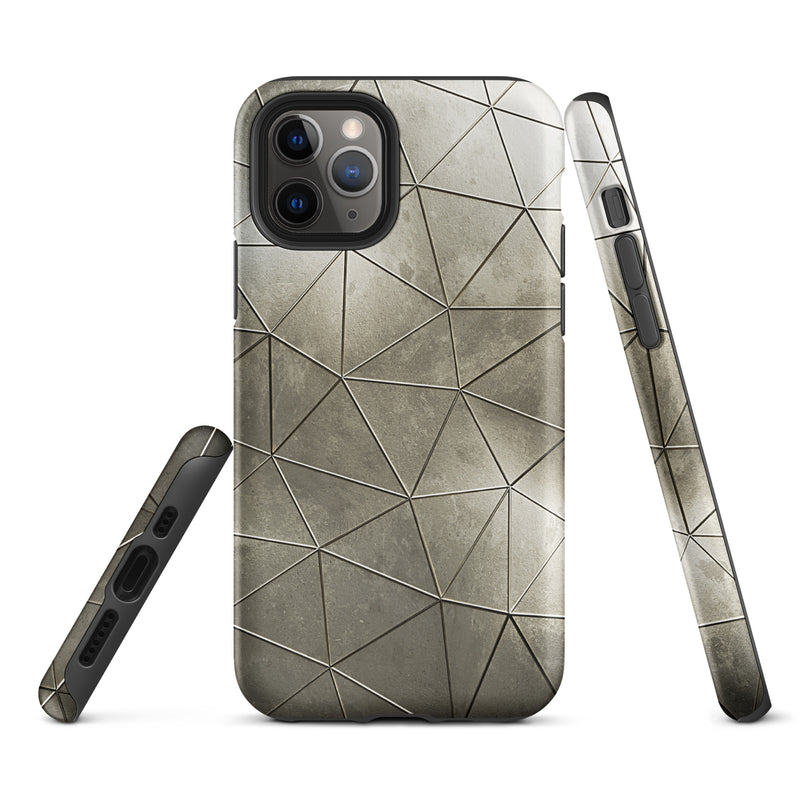 Load image into Gallery viewer, Polygon Aged Gold iPhone Case Hardshell 3D Wrap Thermal CREATIVETECH