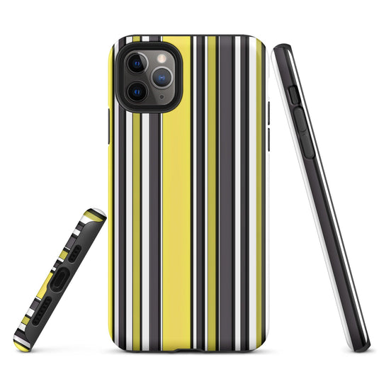 Yellow Black White Ribbed Colorful iPhone Case Double Layer Impact Resistant Tough 3D Wrap Matte or Glossy Finish CREATIVETECH