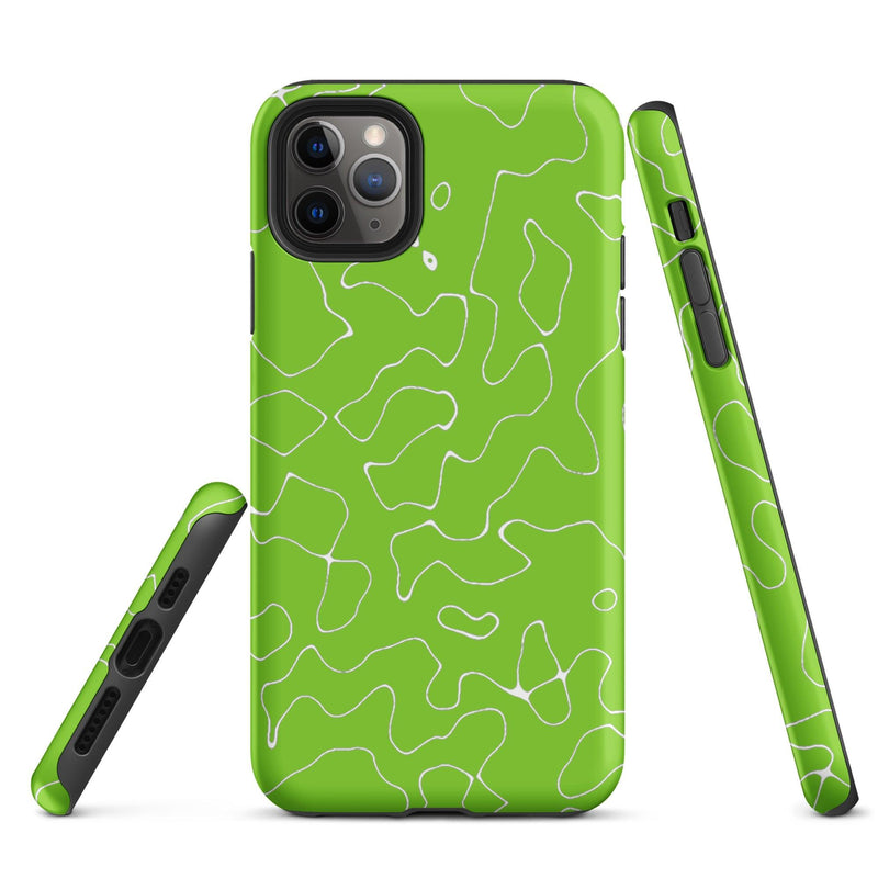 Load image into Gallery viewer, Organic Neon Green Colorful Hardshell iPhone Case Double Layer Impact Resistant Tough 3D Wrap Matte or Glossy Finish CREATIVETECH