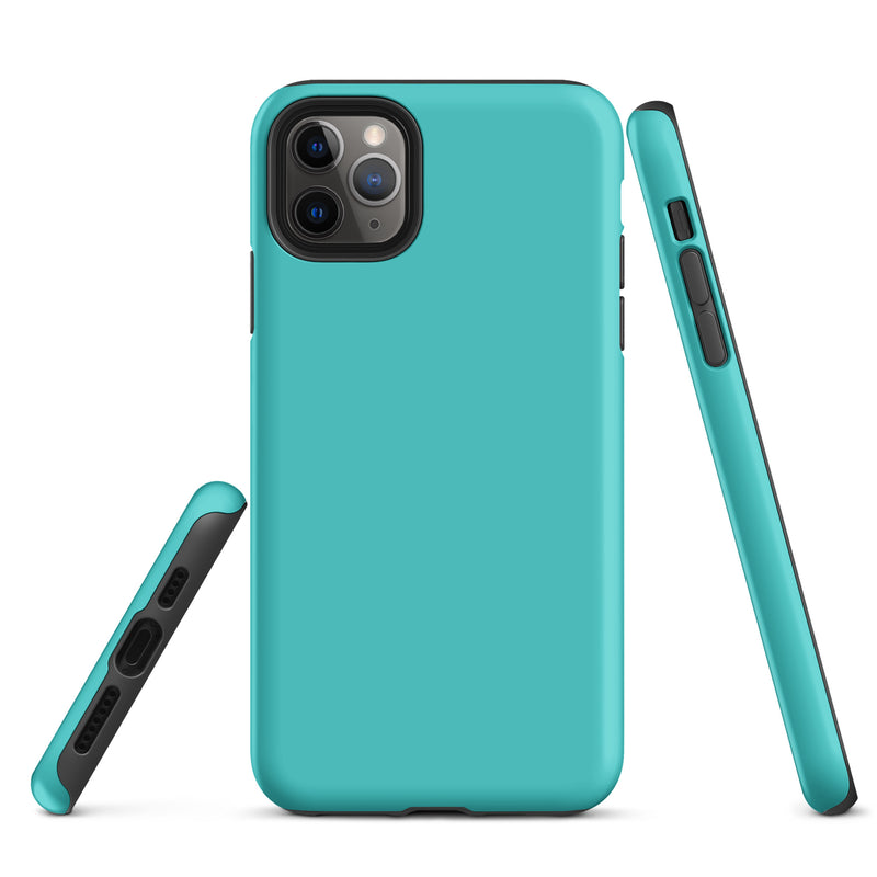 Load image into Gallery viewer, Turquoise Blue iPhone Case Hardshell 3D Wrap Thermal Plain Color CREATIVETECH