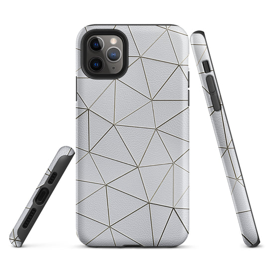 Golden Polygon White Leather iPhone Case Hardshell 3D Wrap Thermal CREATIVETECH