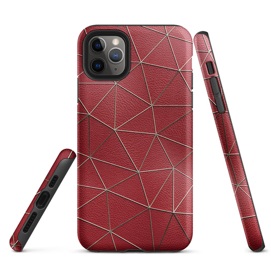 Golden Polygon Red Leather iPhone Case Hardshell 3D Wrap Thermal CREATIVETECH