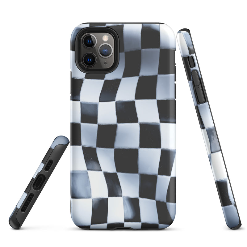 Load image into Gallery viewer, Wavy Chess Wall iPhone Case Hardshell 3D Wrap Thermal CREATIVETECH
